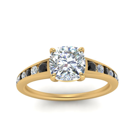 cushion-cut-swirl-engraved-channel-accent-engagement-ring-with-black-diamond-in-FD122866CURGBLACK-NL-YG