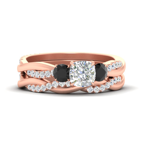 cushion-cut-three-stone-twisted-black-diamond-wedding-band-in-rose-gold-fdens3301cugblacksleep-nl-rg.jpg
