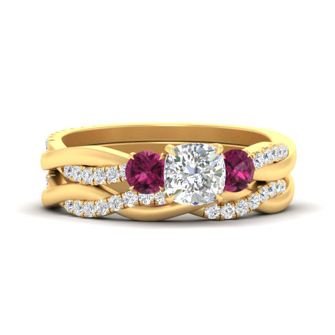 cushion-cut-three-stone-twisted-pink-sapphire-wedding-band-in-yellow-gold-fdens3301cugsadrpisleep-nl-yg.jpg