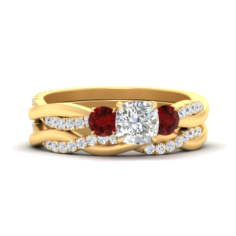 cushion-cut-three-stone-twisted-ruby-wedding-band-in-yellow-gold-fdens3301cugrudrsleep-nl-yg.jpg