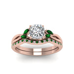 Load image into Gallery viewer, cushion-cut-twisted-diamond-bridal-set-with-emerald-in-14K-rose-gold-FD8300CUGEMGR-NL-RG.jpg
