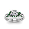 Load image into Gallery viewer, cushion-cut-twisted-diamond-bridal-set-with-emerald-in-14K-white-gold-FD8300CUGEMGR-NL-WG.jpg