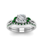 Load image into Gallery viewer, cushion-cut-twisted-diamond-bridal-set-with-emerald-in-14K-white-gold-FD8300CUGEMGR-NL-WG.jpg
