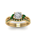 Load image into Gallery viewer, cushion-cut-twisted-diamond-bridal-set-with-emerald-in-14K-yellow-gold-FD8300CUGEMGR-NL-YG.jpg
