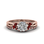 Load image into Gallery viewer, cushion-cut-twisted-diamond-bridal-set-with-ruby-in-14K-rose-gold-FD8300CUGRUDR-NL-RG.jpg

