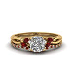 Load image into Gallery viewer, cushion-cut-twisted-diamond-bridal-set-with-ruby-in-14K-yellow-gold-FD8300CUGRUDR-NL-YG.jpg
