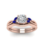 Load image into Gallery viewer, cushion-cut-twisted-diamond-ring-with-matching-curved-band-with-blue-sapphire-in-14K-rose-gold-FD8300CUGSABL-NL-RG.jpg
