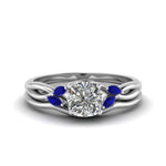 Load image into Gallery viewer, cushion-cut-twisted-diamond-ring-with-matching-curved-band-with-blue-sapphire-in-14K-white-gold-FD8300CUGSABL-NL-WG.jpg
