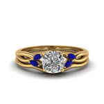 Load image into Gallery viewer, cushion-cut-twisted-diamond-ring-with-matching-curved-band-with-blue-sapphire-in-14K-yellow-gold-FD8300CUGSABL-NL-YG.jpg

