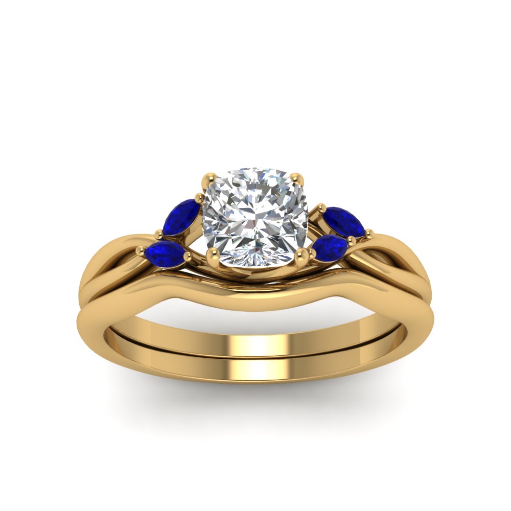 cushion-cut-twisted-diamond-ring-with-matching-curved-band-with-blue-sapphire-in-14K-yellow-gold-FD8300CUGSABL-NL-YG.jpg