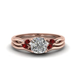 Load image into Gallery viewer, cushion-cut-twisted-diamond-ring-with-matching-curved-band-with-ruby-in-14K-rose-gold-FD8300CUGRUDR-NL-RG.jpg
