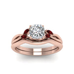 Load image into Gallery viewer, cushion-cut-twisted-diamond-ring-with-matching-curved-band-with-ruby-in-14K-rose-gold-FD8300CUGRUDR-NL-RG.jpg
