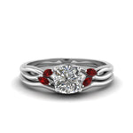 Load image into Gallery viewer, cushion-cut-twisted-diamond-ring-with-matching-curved-band-with-ruby-in-14K-white-gold-FD8300CUGRUDR-NL-WG.jpg
