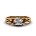 Load image into Gallery viewer, cushion-cut-twisted-diamond-ring-with-matching-curved-band-with-ruby-in-14K-yellow-gold-FD8300CUGRUDR-NL-YG.jpg
