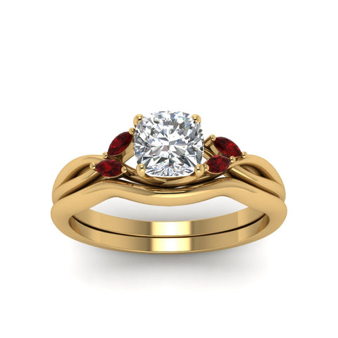 cushion-cut-twisted-diamond-ring-with-matching-curved-band-with-ruby-in-14K-yellow-gold-FD8300CUGRUDR-NL-YG.jpg