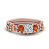 Load image into Gallery viewer, cushion-cut-twisted-floral-prong-orange-sapphire-wedding-set-in-rose-gold-FD10257CUGSAOR-NL-RG?v=1756359958