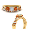 Load image into Gallery viewer, cushion-cut-twisted-floral-prong-orange-sapphire-wedding-set-in-yellow-gold-FD10257CUGSAOR-ANGLE3-NL-YG?v=1756359958