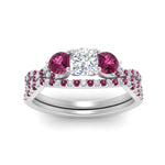 Load image into Gallery viewer, cushion-cut-twisted-floral-prong-pink-sapphire-wedding-set-in-white-gold-FD10257CUGSADRPI-ANGLE5-NL-WG_fd813334-ac94-4f71-abfd-372bb7daea32?v=1756360108