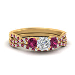 Load image into Gallery viewer, cushion-cut-twisted-floral-prong-pink-sapphire-wedding-set-in-yellow-gold-FD10257CUGSADRPI-NL-YG?v=1756359958
