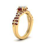 Load image into Gallery viewer, cushion-cut-twisted-floral-prong-ruby-wedding-set-in-yellow-gold-FD10257CUGRUDR-ANGLE2-NL-YG_62a02bd1-7436-4880-9d49-edf4f69b2d2f?v=1756360108