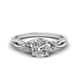 Twisted Split Marquise Accents Lab Grown Engagement Ring