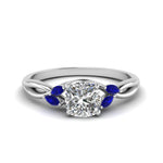 Load image into Gallery viewer, cushion-cut-twisted-petal-diamond-engagement-ring-with-blue-sapphire-in-14K-white-gold-FD8300CURGSABL-NL-WG.jpg
