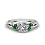 Load image into Gallery viewer, cushion-cut-twisted-petal-diamond-engagement-ring-with-emerald-in-14K-white-gold-FD8300CURGEMGR-NL-WG.jpg
