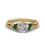 Load image into Gallery viewer, cushion-cut-twisted-petal-diamond-engagement-ring-with-emerald-in-14K-yellow-gold-FD8300CURGEMGR-NL-YG.jpg
