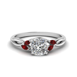 Twisted Split Marquise Accents Engagement Ring