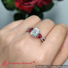 Load image into Gallery viewer, cushion-cut-twisted-split-vine-lab-diamond-engagement-ring-with-ruby-in-14k-white-gold-fdens3211r-1