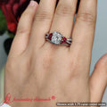 Thumbnail 3 - cushion-cut-twisted-split-vine-lab-diamond-engagement-ring-with-ruby-in-14k-white-gold-fdens3211r-3