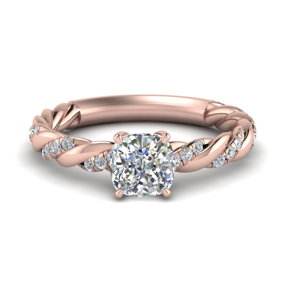 Twisted Vine Cushion Diamond Ring