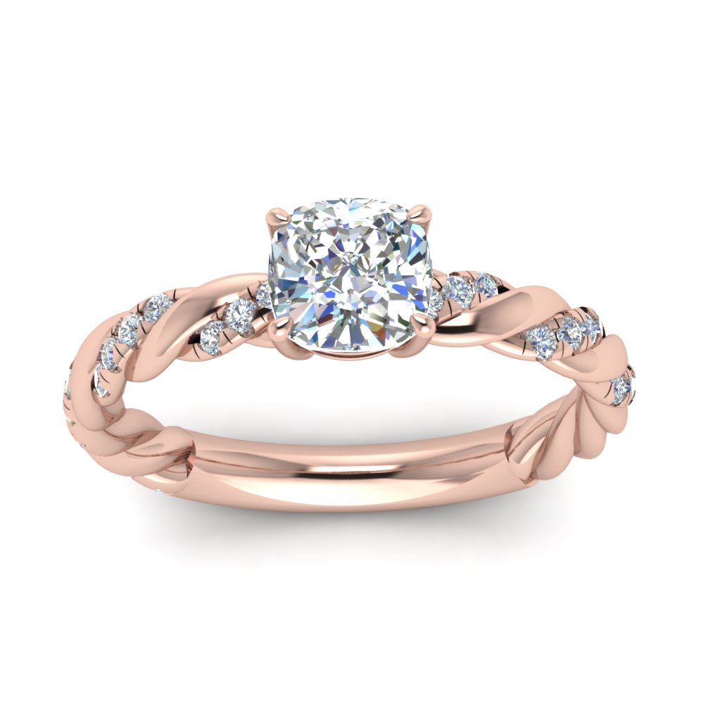 Cushion Cut Twisted Vine Engagement Ring