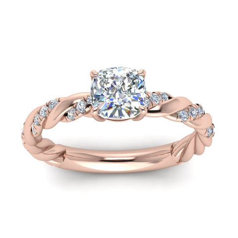 Twisted Vine Cushion Diamond Ring