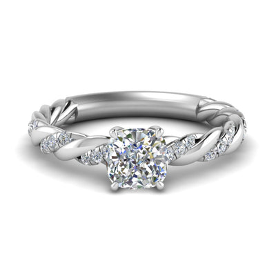 Cushion cut Lab Grown Diamond Twisted Vine Engagement Ring