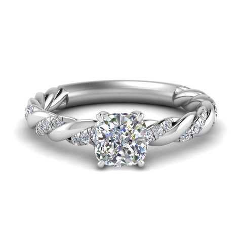 Cushion Cut Twisted Vine Engagement Ring