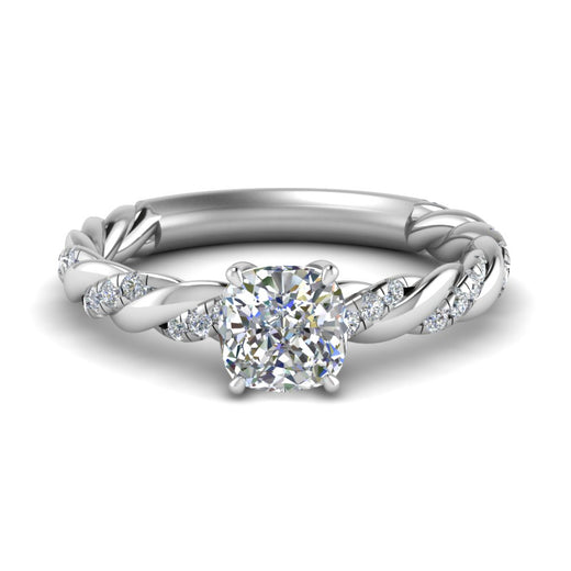 Cushion Cut Twisted Vine Engagement Ring