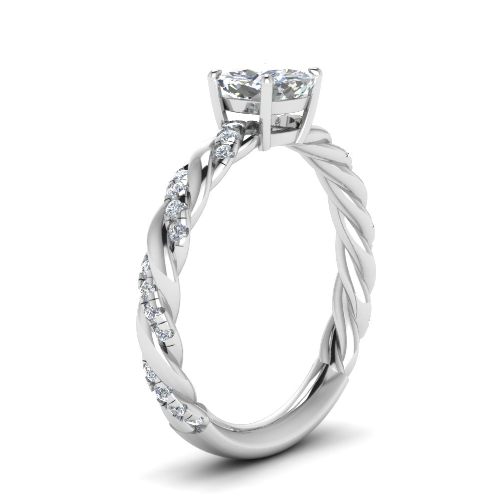 Cushion Cut Twisted Vine Engagement Ring