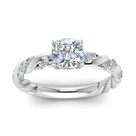 Cushion Cut Twisted Vine Engagement Ring