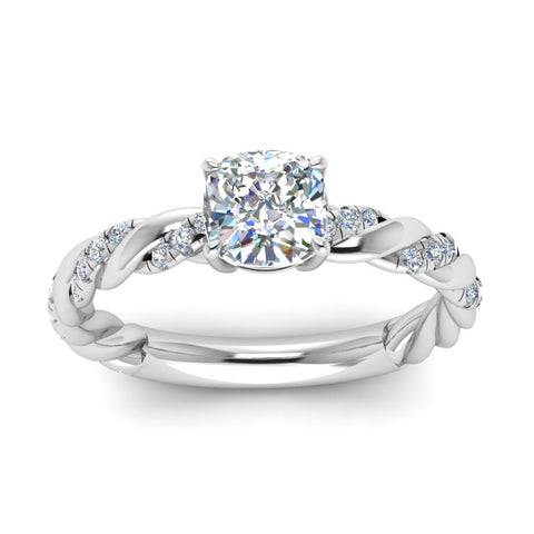 Twisted Vine Cushion Diamond Ring