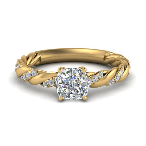 Cushion Cut Twisted Vine Engagement Ring