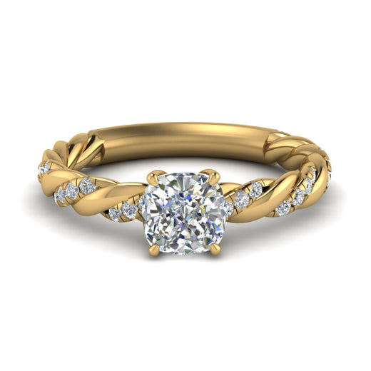 Cushion Cut Twisted Vine Engagement Ring