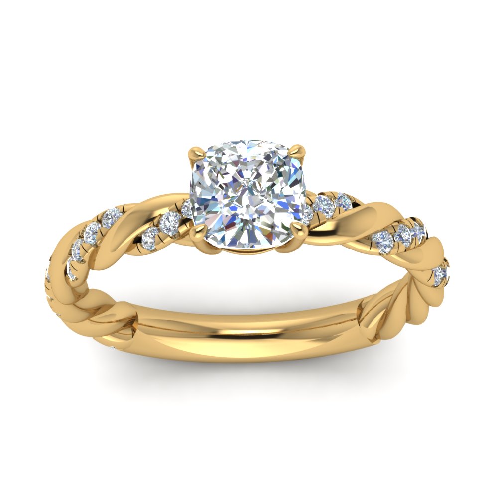 Cushion Cut Twisted Vine Engagement Ring