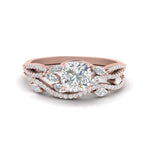 Load image into Gallery viewer, cushion-cut-twisted-vine-luxury-diamond-bridal-ring-set-in-rose-gold-FDENR3211CUANGLE3-NL-RG