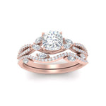 Load image into Gallery viewer, cushion-cut-twisted-vine-luxury-diamond-bridal-ring-set-in-rose-gold-FDENR3211CUANGLE3-NL-RG