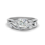 Load image into Gallery viewer, cushion-cut-twisted-vine-luxury-diamond-bridal-ring-set-in-white-gold-FDENR3211CUANGLE3-NL-WG