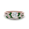 Load image into Gallery viewer, cushion-cut-twisted-vine-luxury-emerald-bridal-ring-set-in-rose-gold-FDENR3211CUGEMGRANGLE3-NL-RG