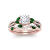 Load image into Gallery viewer, cushion-cut-twisted-vine-luxury-emerald-bridal-ring-set-in-rose-gold-FDENR3211CUGEMGRANGLE3-NL-RG