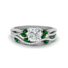 Load image into Gallery viewer, cushion-cut-twisted-vine-luxury-emerald-bridal-ring-set-in-white-gold-FDENR3211CUGEMGRANGLE3-NL-WG