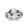 Load image into Gallery viewer, cushion-cut-twisted-vine-luxury-emerald-bridal-ring-set-in-white-gold-FDENR3211CUGEMGRANGLE3-NL-WG